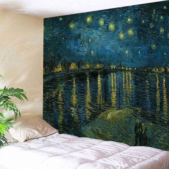 Starry Night Over the Rhone Vincent Van Gogh Big Wall Art Hanging Tapestry New - Picture 3 of 10